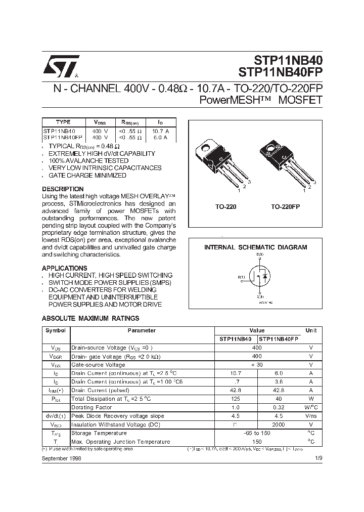 P11NB40FP_7684080.PDF Datasheet