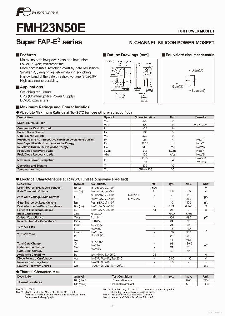 23N50E_7695524.PDF Datasheet