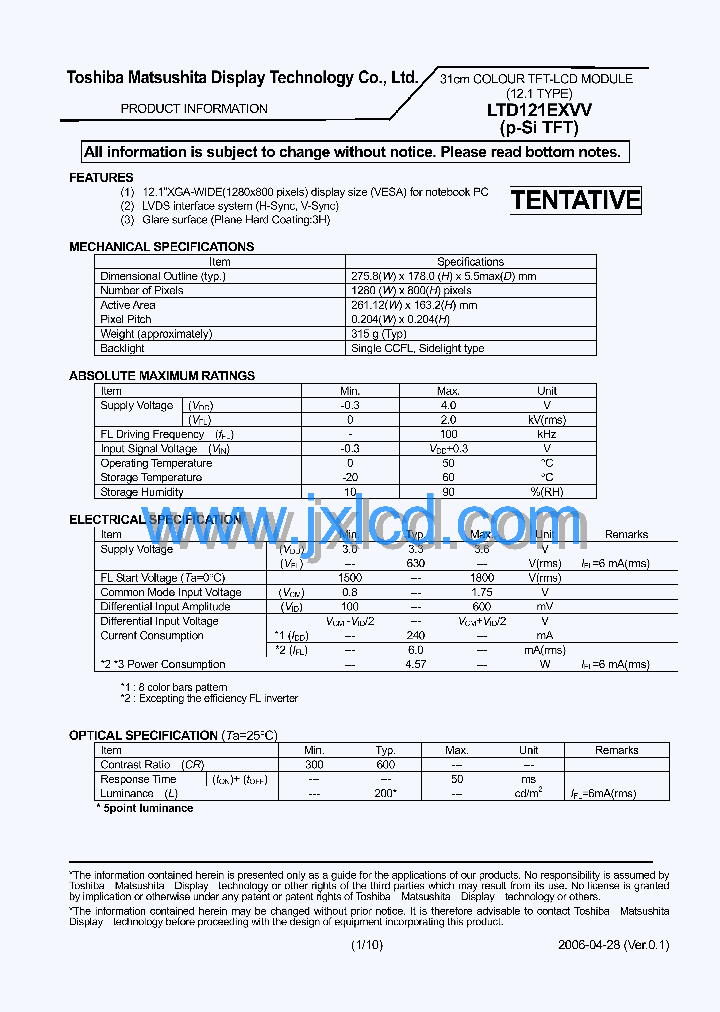 LTD121EXVV_7704027.PDF Datasheet
