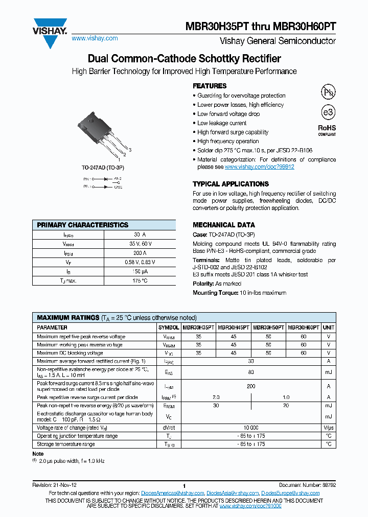 MBR3045CTPBF_7714409.PDF Datasheet