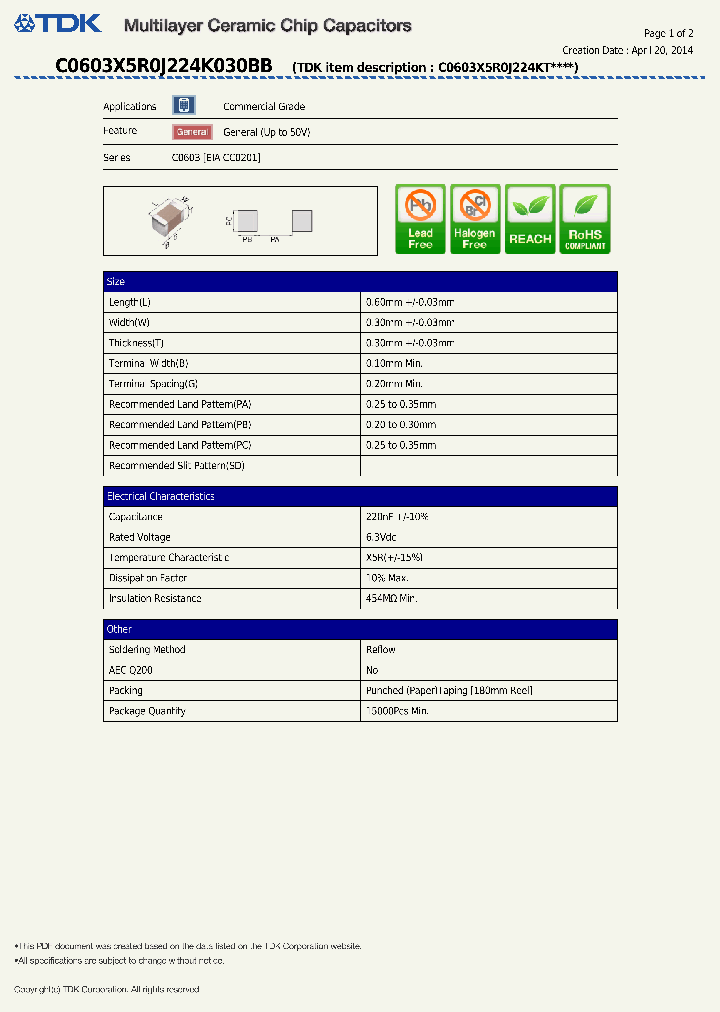 C0603X5R0J224K030BB_7715835.PDF Datasheet