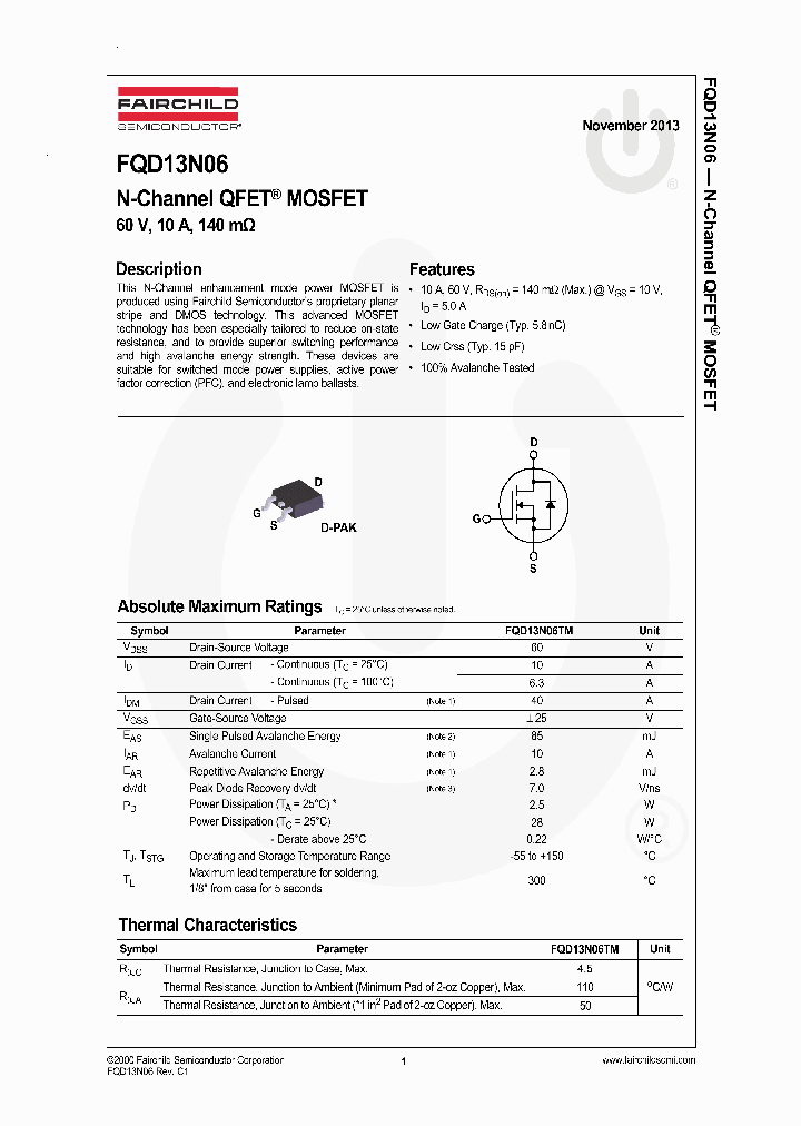 FQU13N06TU_7725222.PDF Datasheet