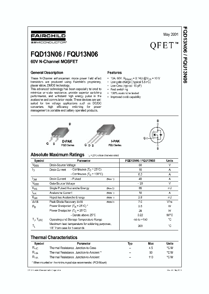 FQU13N06TUNL_7725228.PDF Datasheet