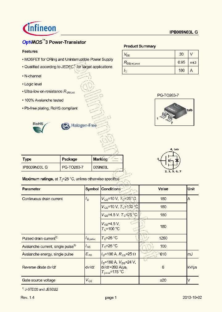 IPB009N03LG_7733454.PDF Datasheet