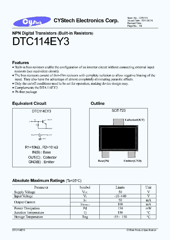 DTC114EY3_7820377.PDF Datasheet