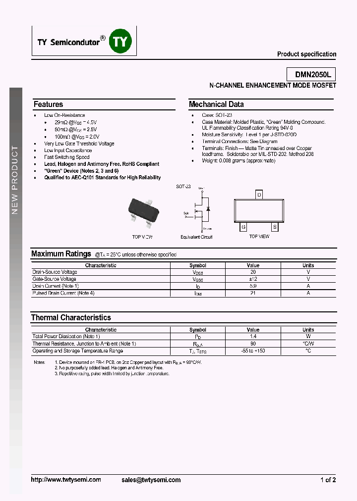 DMN2050L_7842759.PDF Datasheet