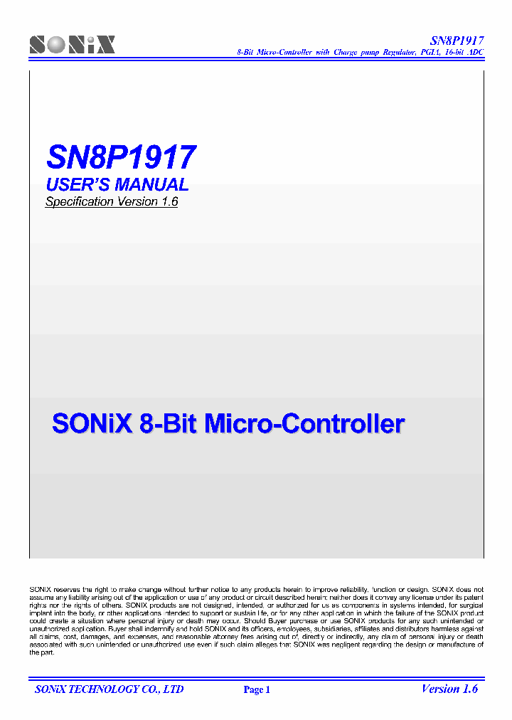 SN8P1917_7760827.PDF Datasheet