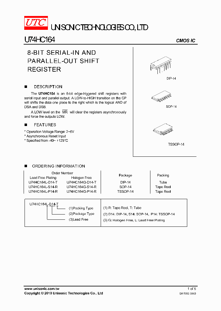 U74HC164G-S14-R_7845330.PDF Datasheet