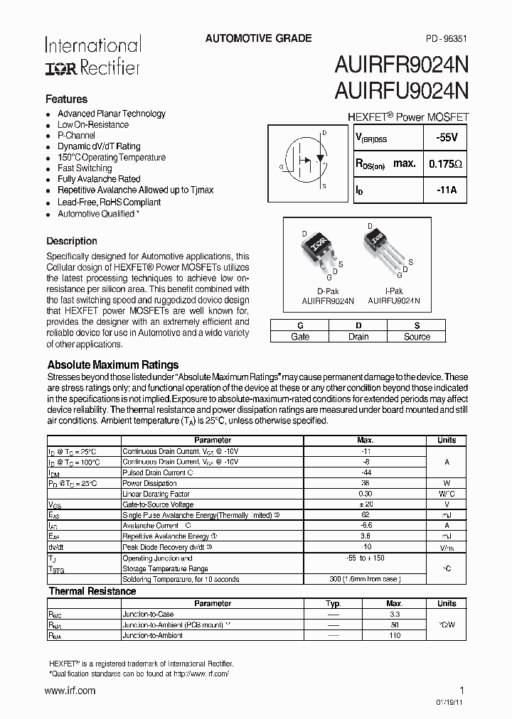 AUIRFR9024N_7862673.PDF Datasheet