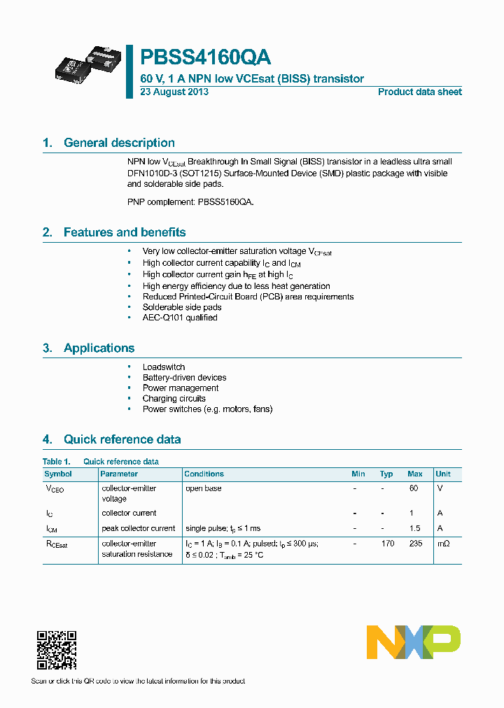 PBSS4160QA_7863447.PDF Datasheet