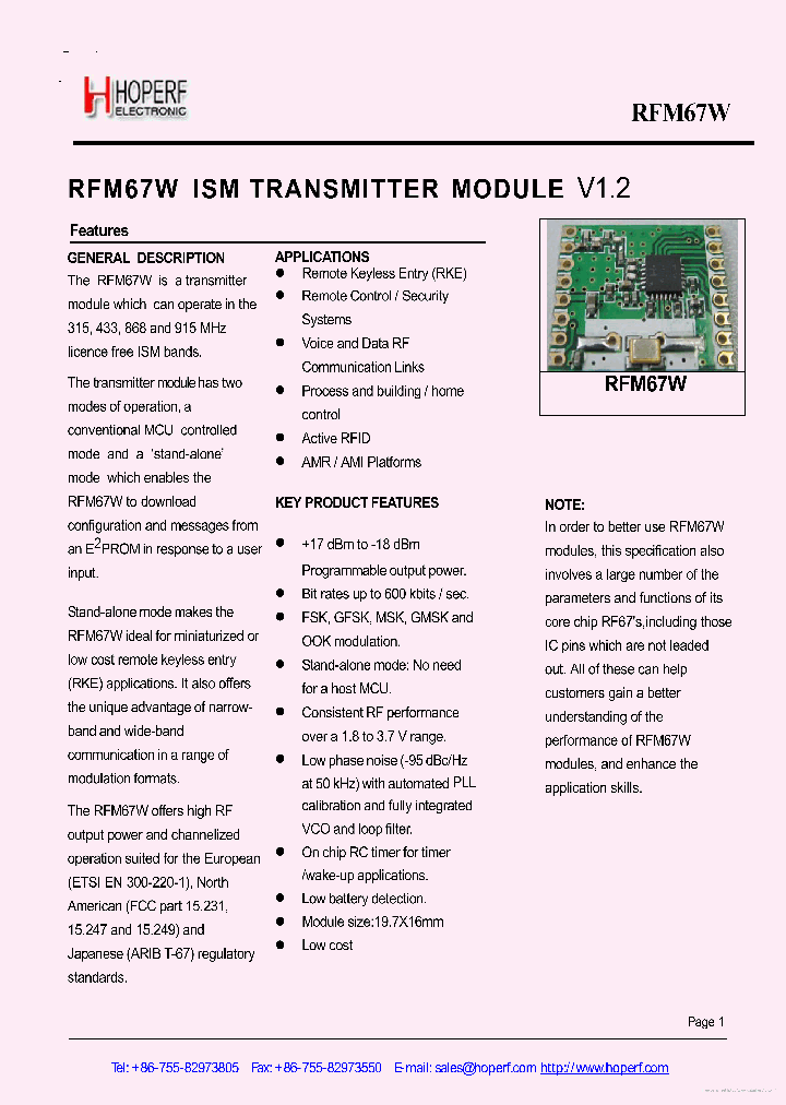 RFM67W_7771481.PDF Datasheet