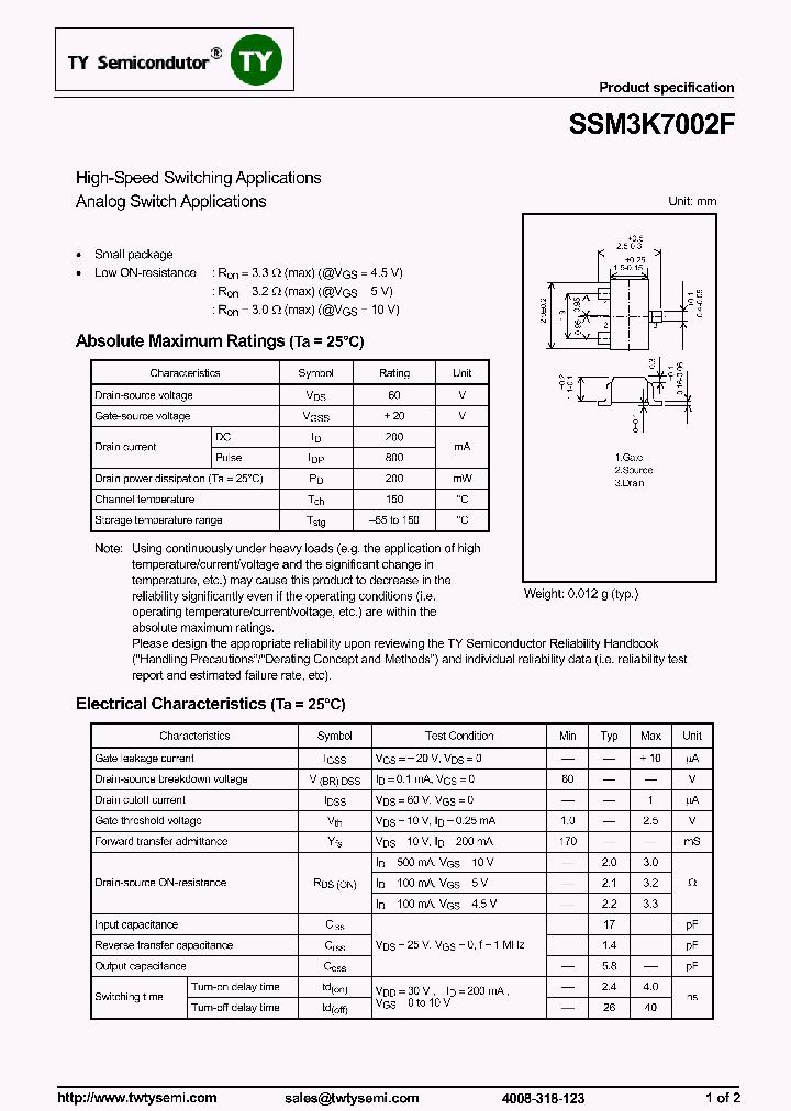 SSM3K7002F_7900100.PDF Datasheet