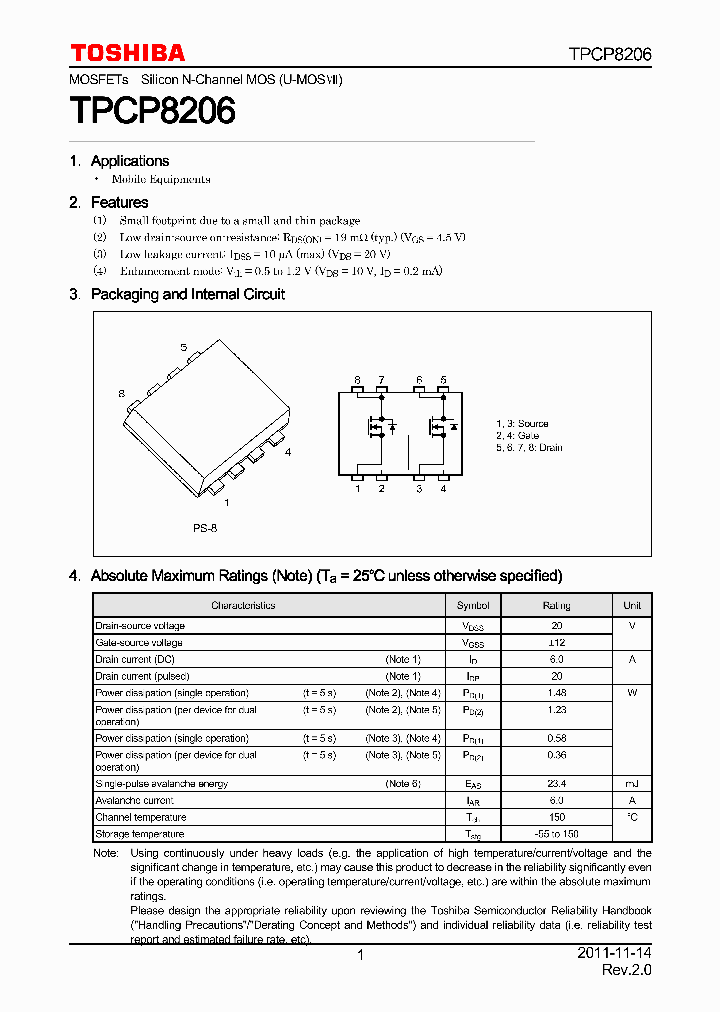 TPCP8206_7922904.PDF Datasheet