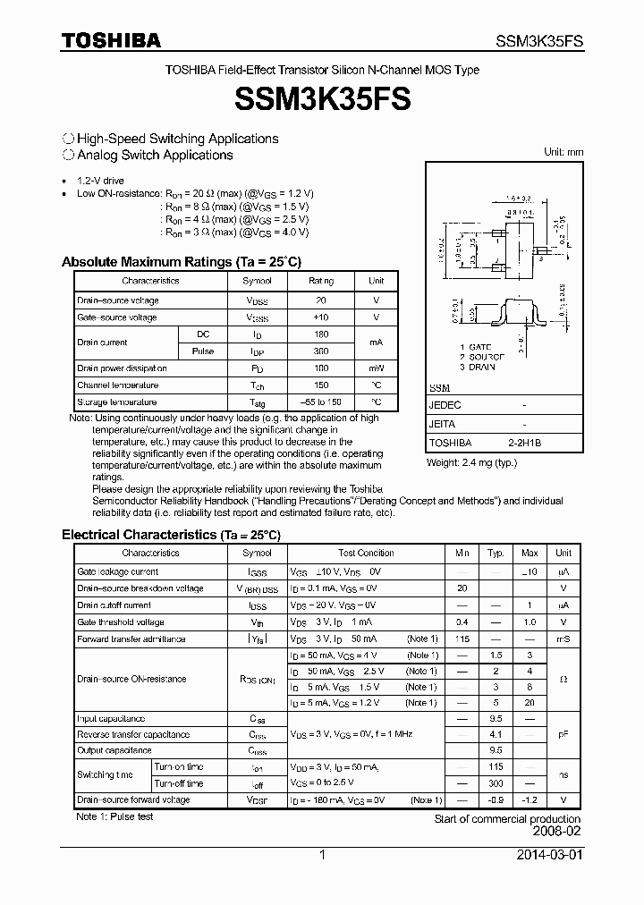 SSM3K35FS_7935370.PDF Datasheet