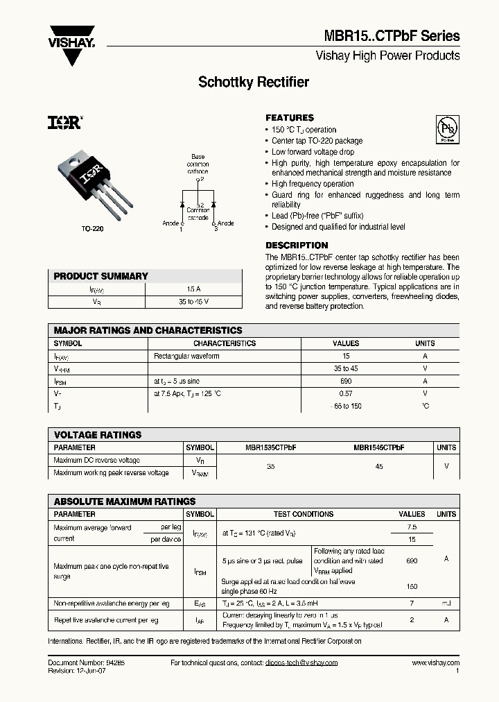 VS-MBR1545CTPBF_7946224.PDF Datasheet