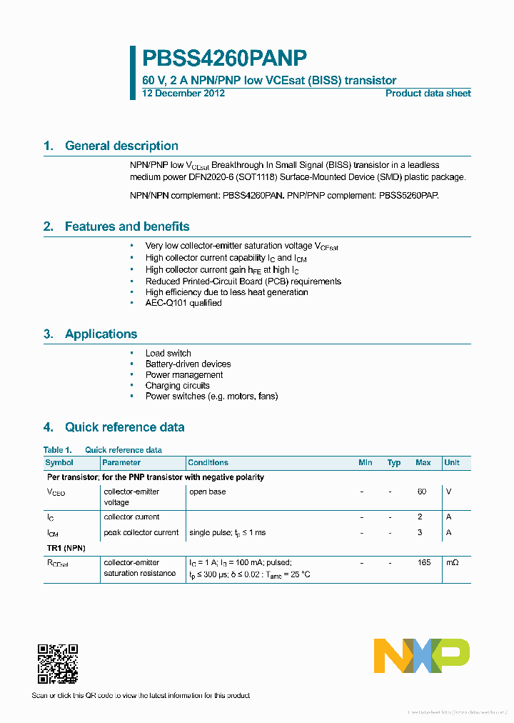 PBSS4260PANP_7805087.PDF Datasheet