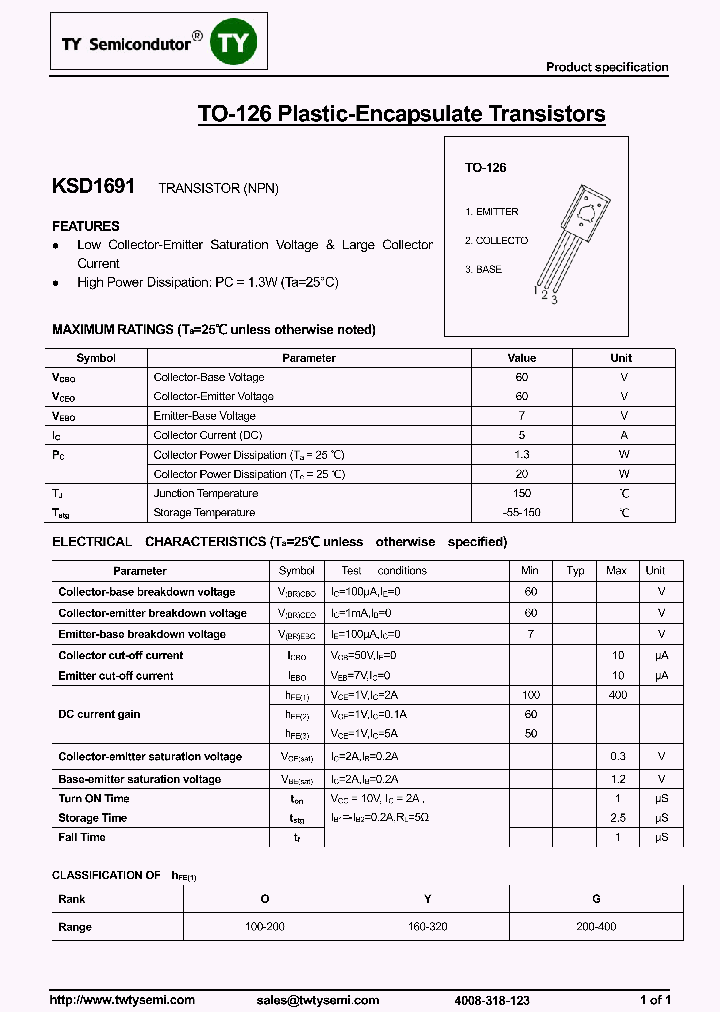 KSD1691-TO126_8000054.PDF Datasheet