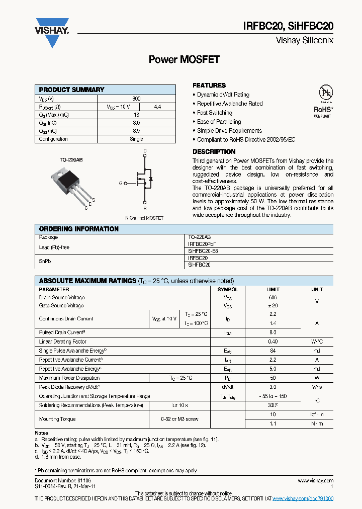 IRFBC20_8003368.PDF Datasheet