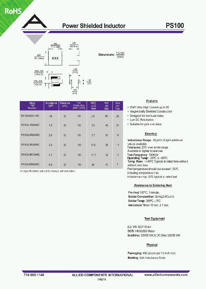 PS100-1R0M-RC_8007119.PDF Datasheet