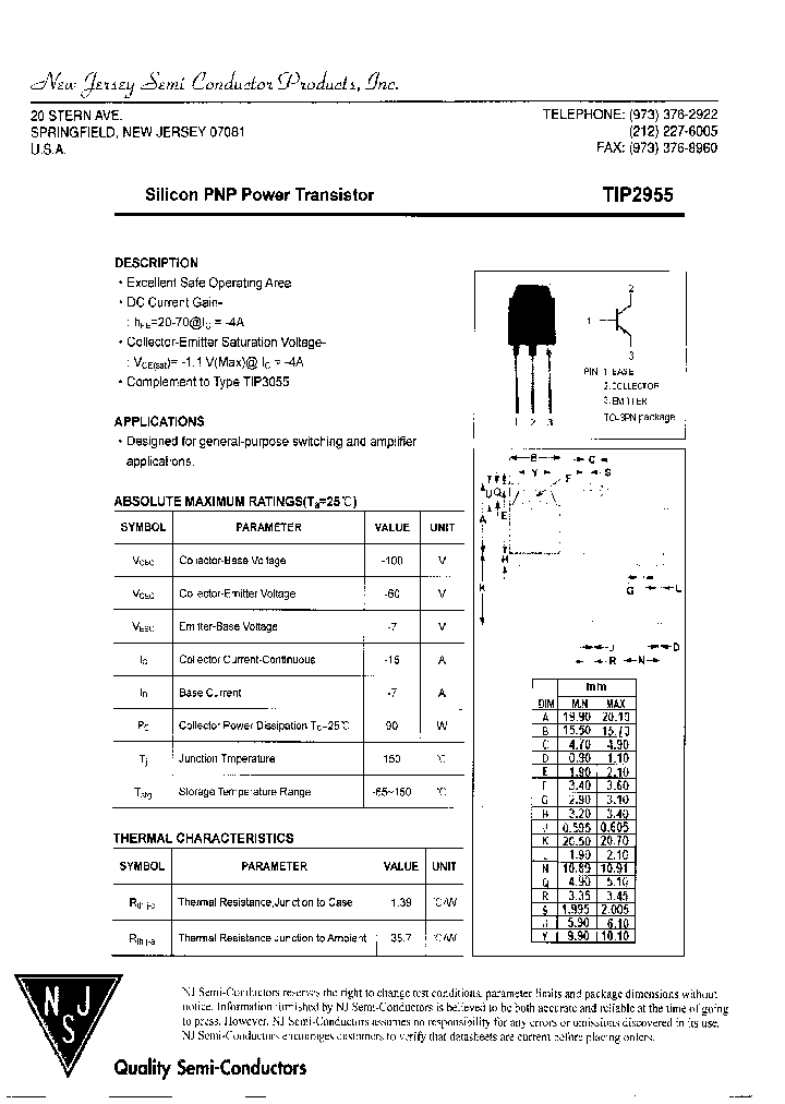 TIP2955_8007300.PDF Datasheet