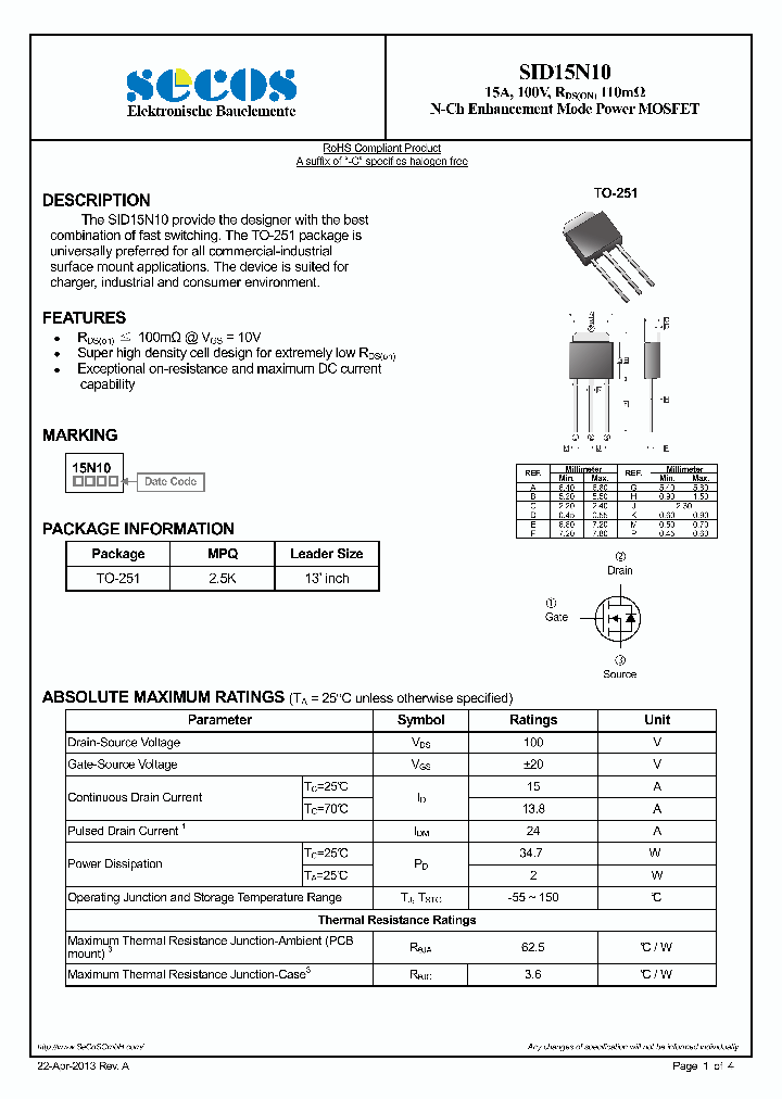 SID15N10_8027766.PDF Datasheet