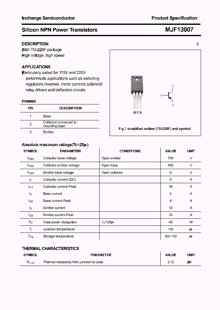 MJF13007_8030341.PDF Datasheet