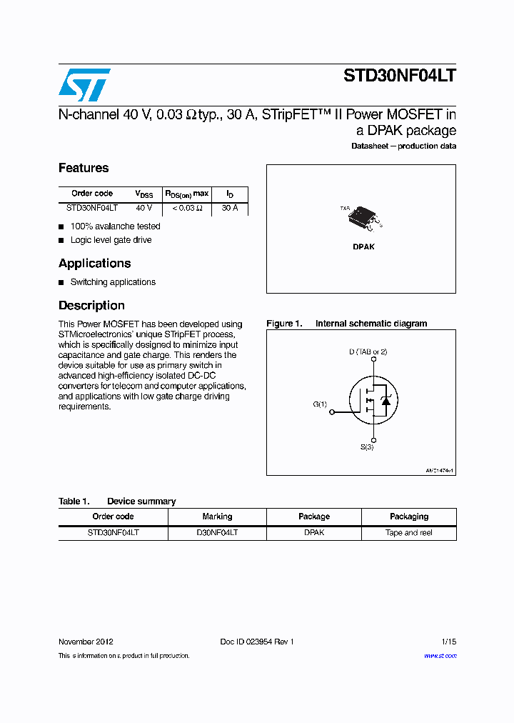 STD30NF04LT_8038360.PDF Datasheet