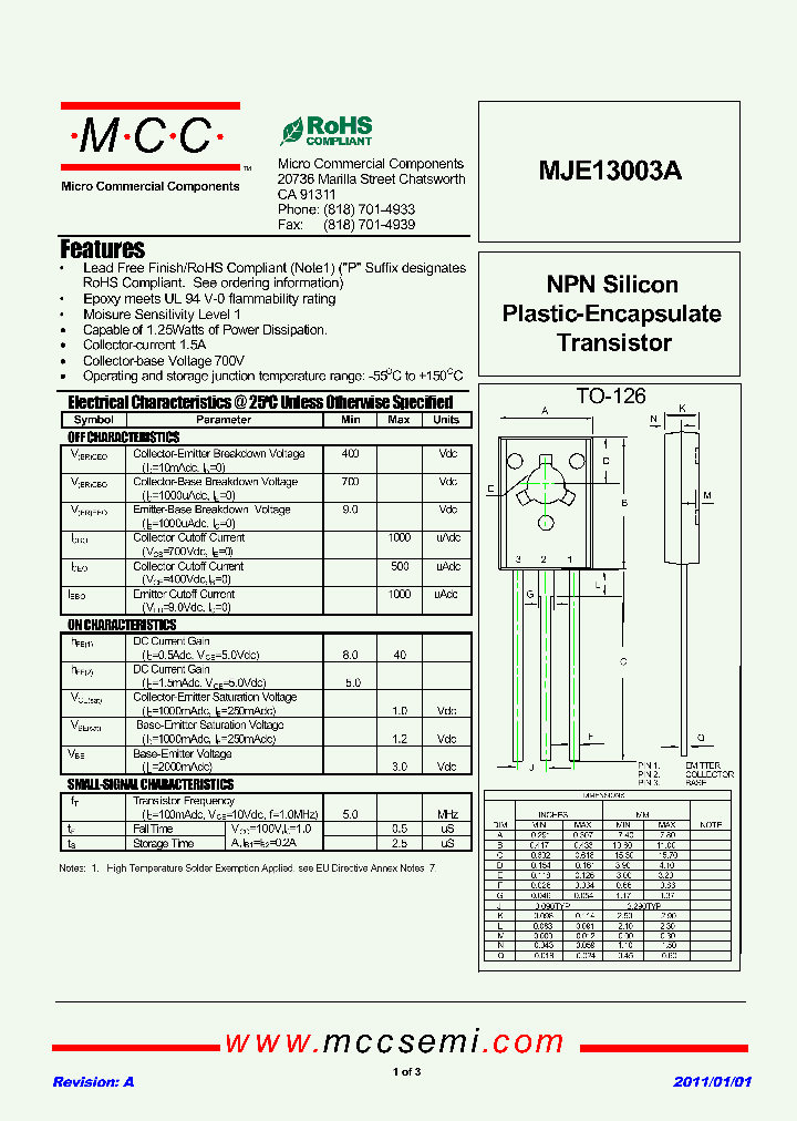 MJE13003A_8046620.PDF Datasheet