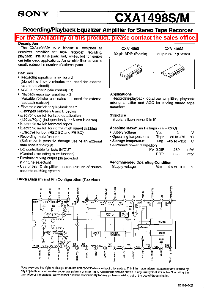 CXA1498M_8059673.PDF Datasheet