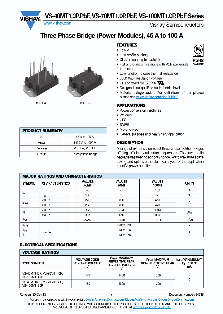 VS-70MT160PBPBF_8061411.PDF Datasheet