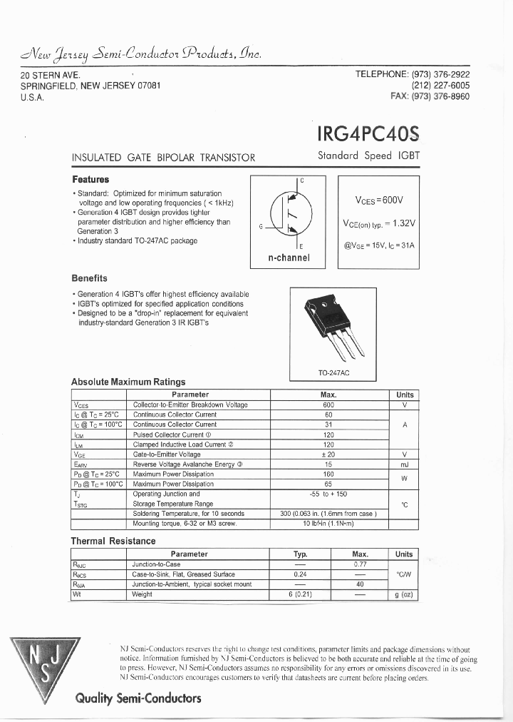 IRG4PC40S_8090198.PDF Datasheet