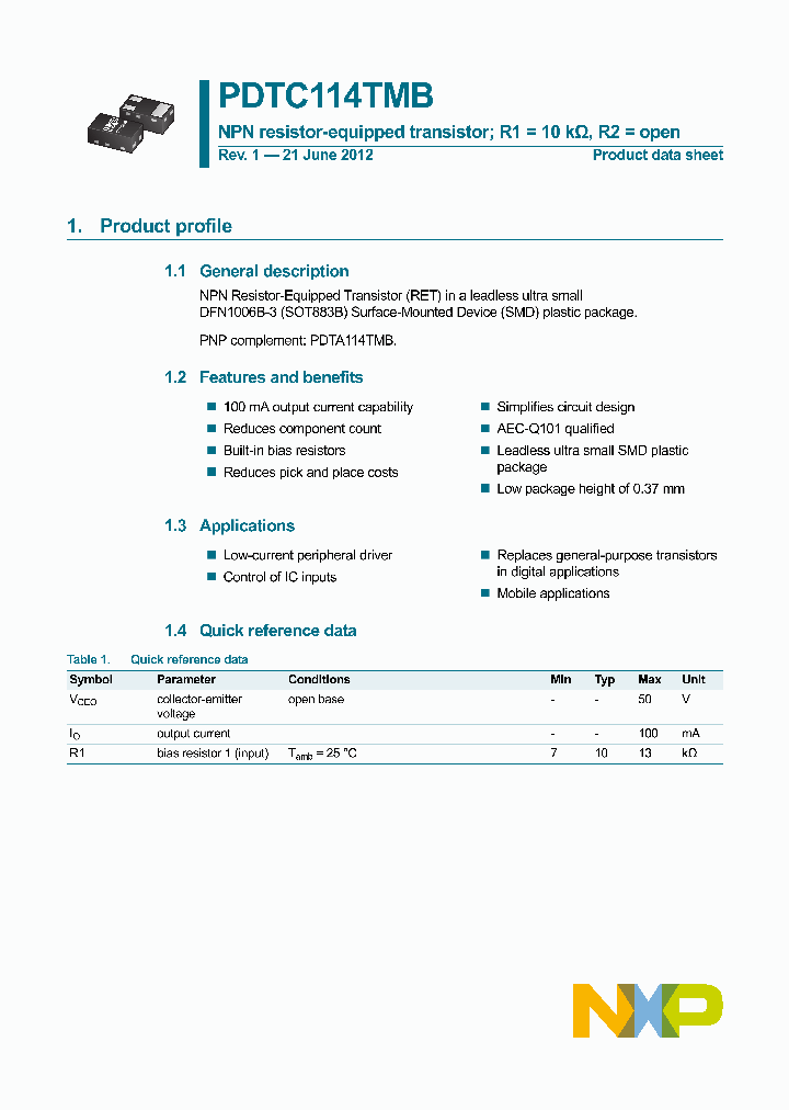 PDTC114TMB_8095301.PDF Datasheet