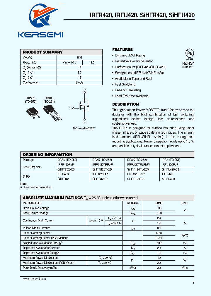 SIHFR420-E3_8097016.PDF Datasheet