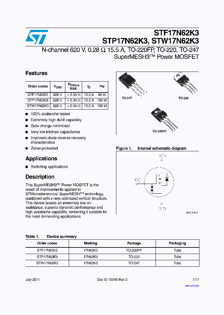 STP17N62K3_8104204.PDF Datasheet