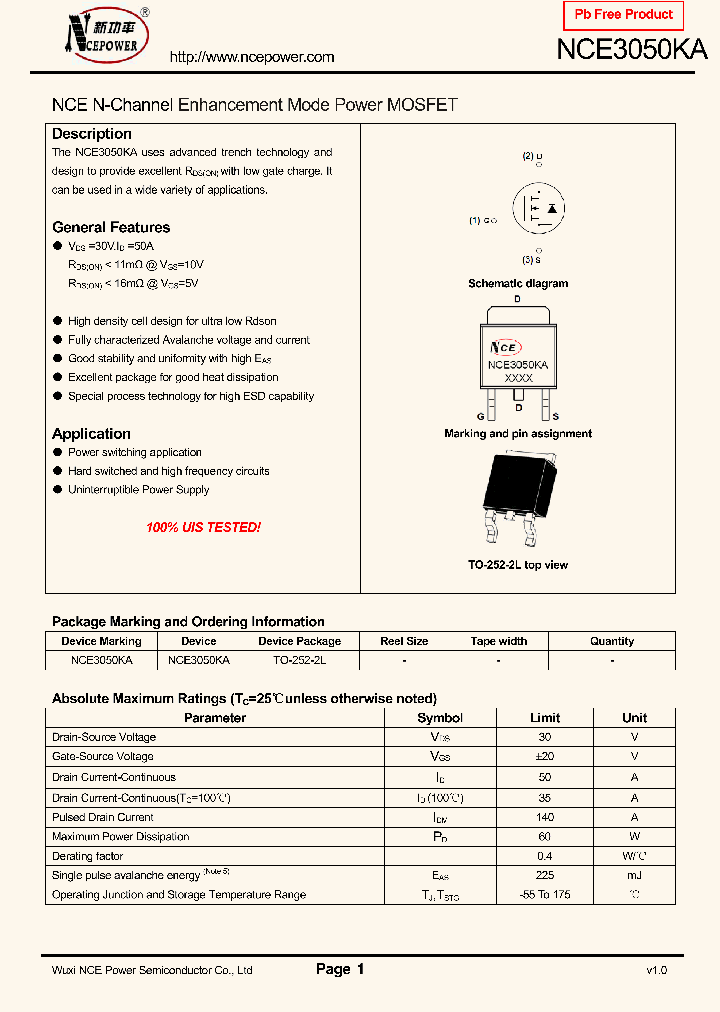 NCE3050KA_8104431.PDF Datasheet