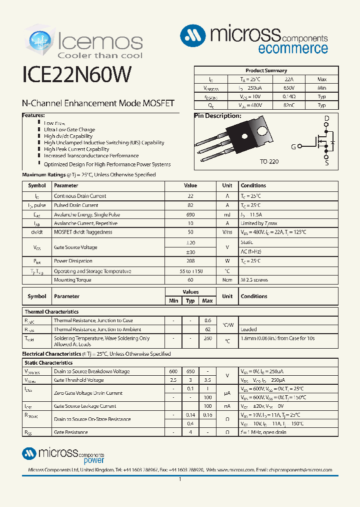 ICE22N60W_8126037.PDF Datasheet