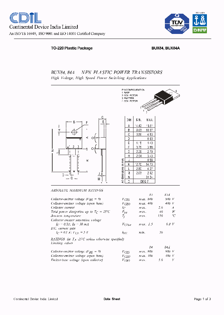 BUX84_8185500.PDF Datasheet