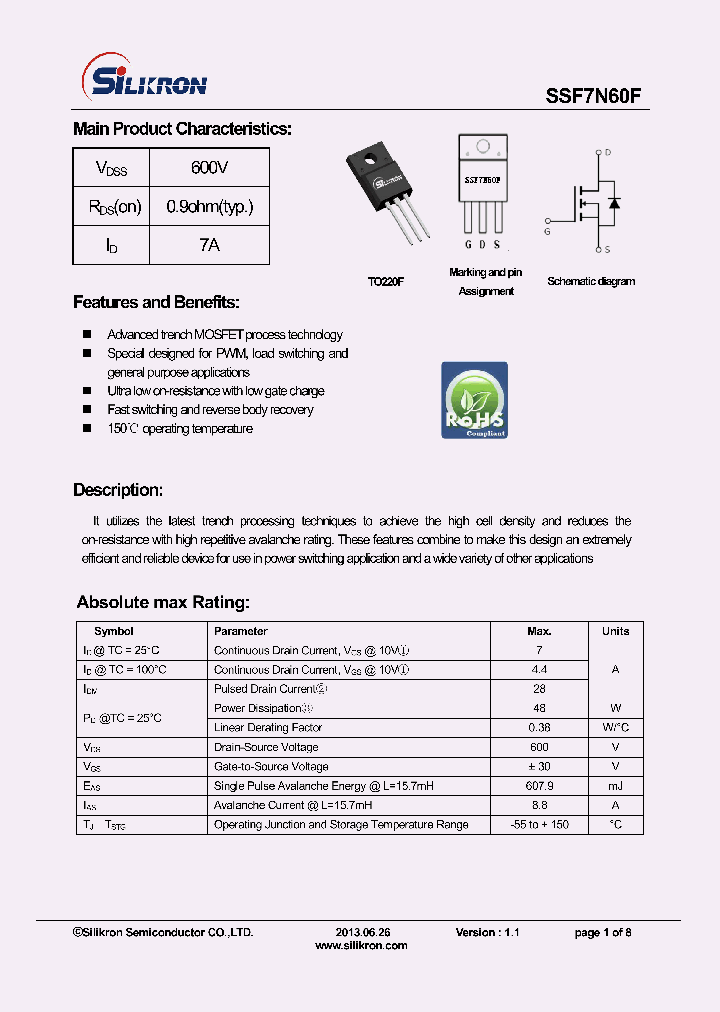 SSF7N60F_8216129.PDF Datasheet