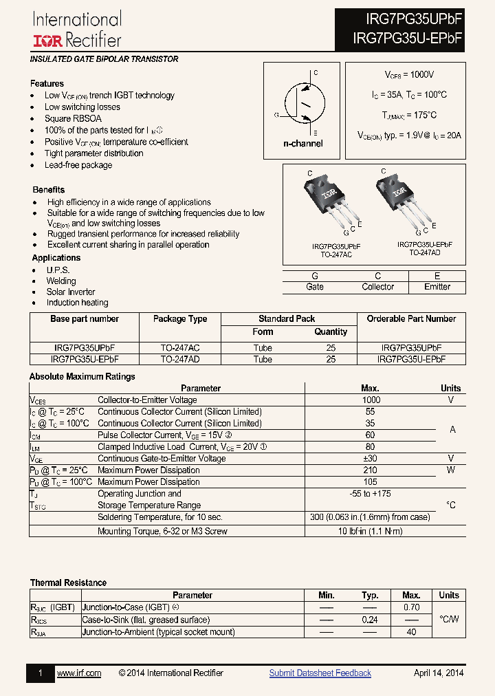 IRG7PG35UPBF_8220912.PDF Datasheet