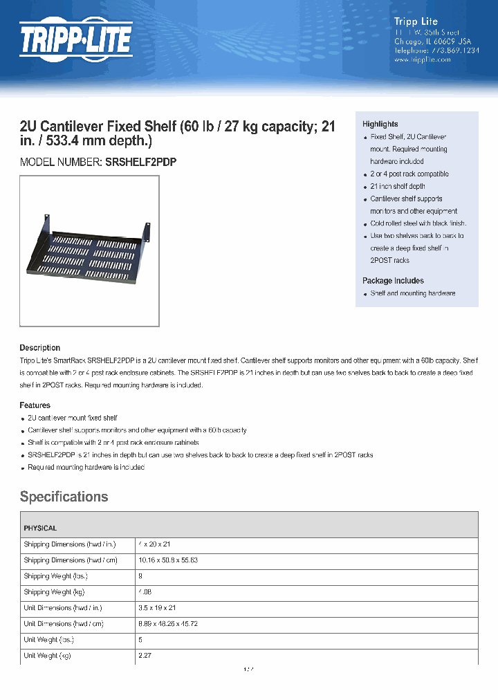 SRSHELF2PDP_8223938.PDF Datasheet