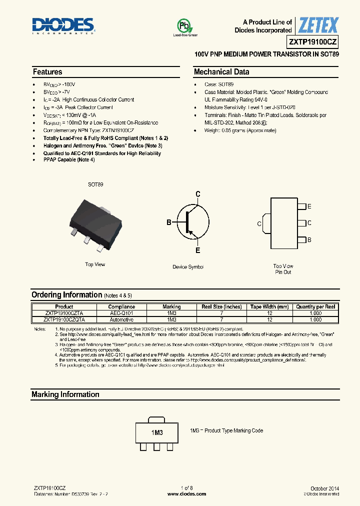 ZXTP19100CZ-15_8230465.PDF Datasheet