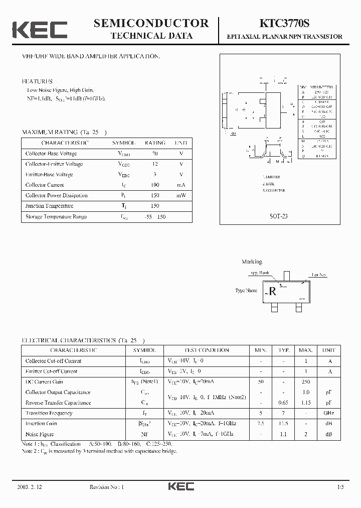 KTC3770S-15_8230707.PDF Datasheet