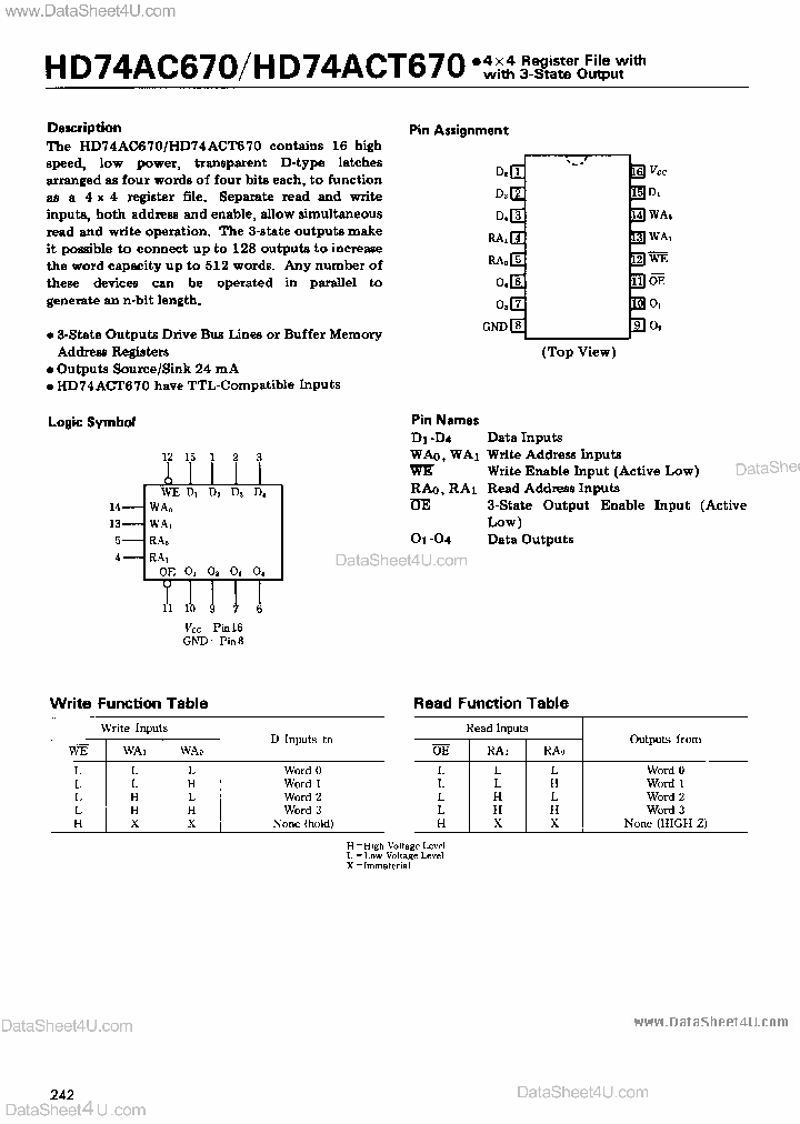 HD74ACT670_7842706.PDF Datasheet