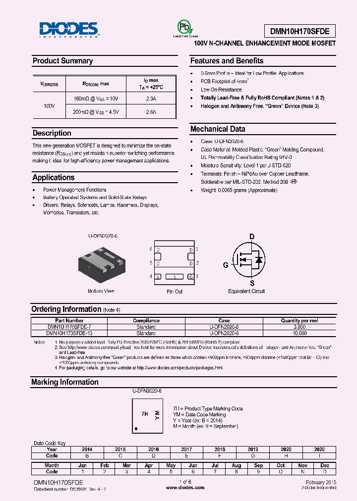 DMN10H170SFDE-7_8231957.PDF Datasheet