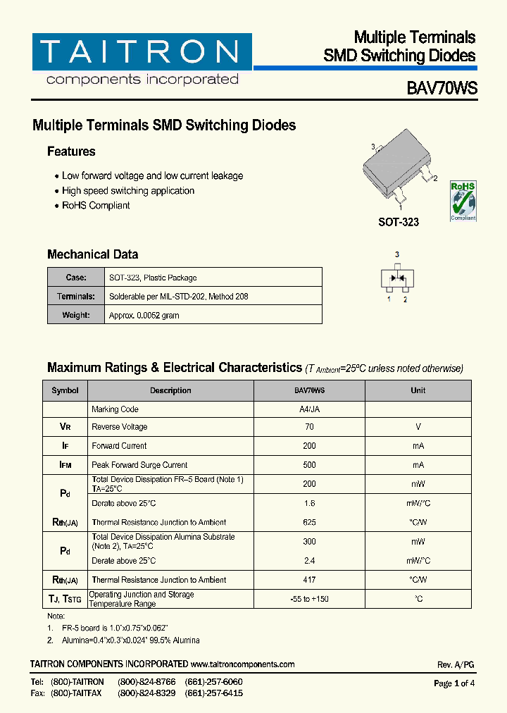 BAV70WS_8235509.PDF Datasheet