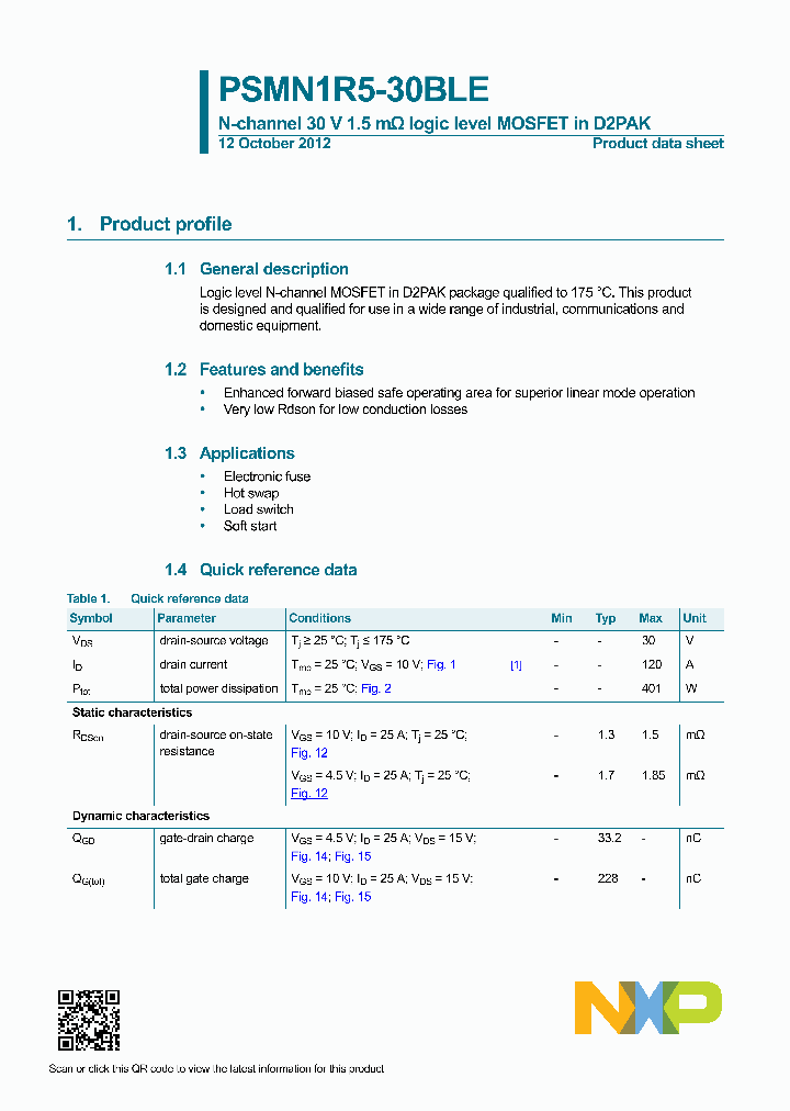 PSMN1R5-30BLE-15_8249716.PDF Datasheet