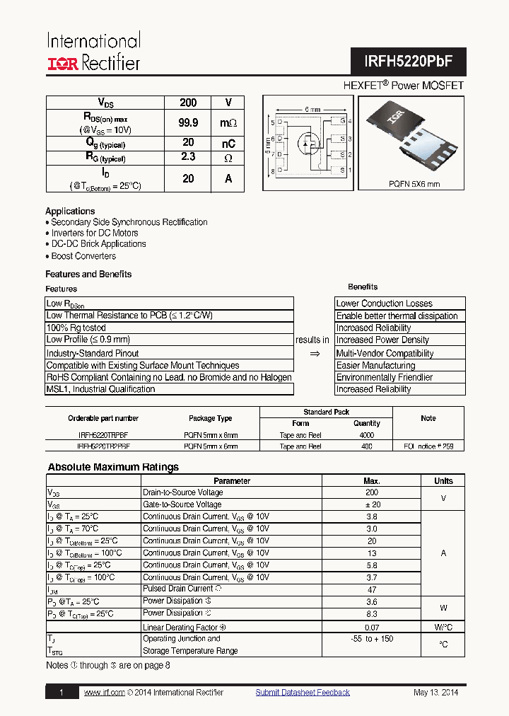 IRFH5220PBF_7861724.PDF Datasheet
