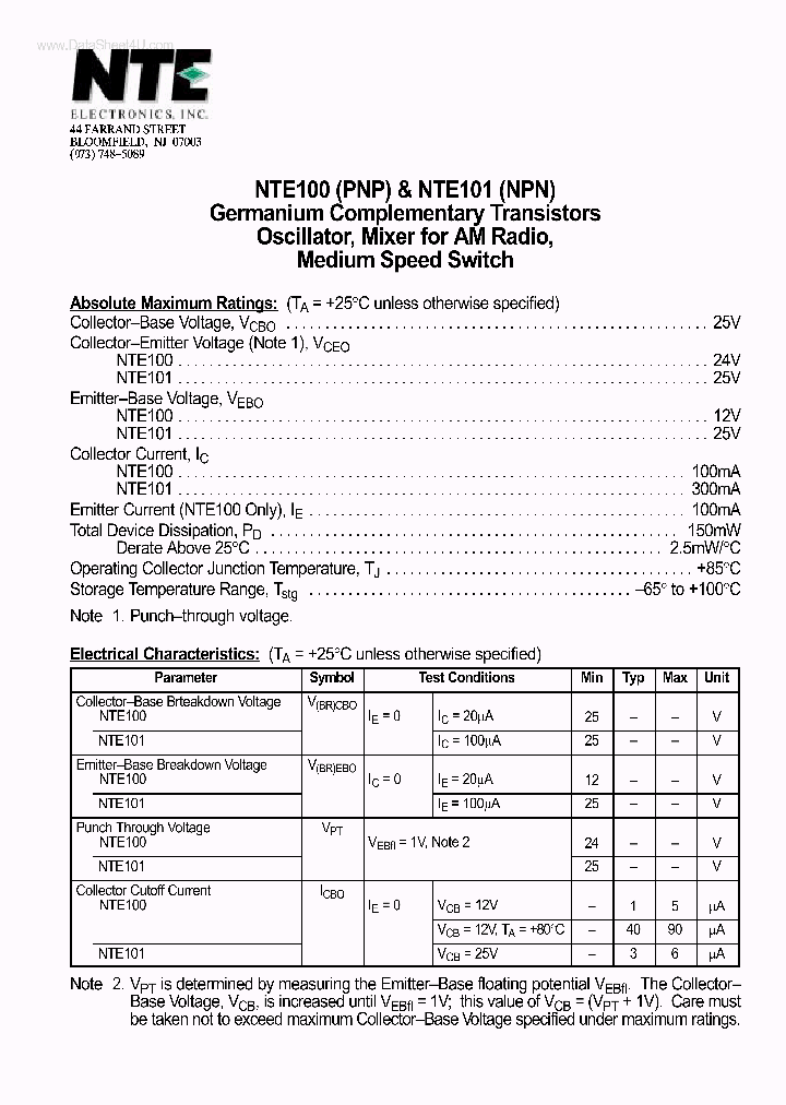 NTE100PNP_7870003.PDF Datasheet
