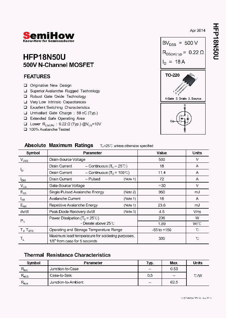 HFP18N50U_8281767.PDF Datasheet