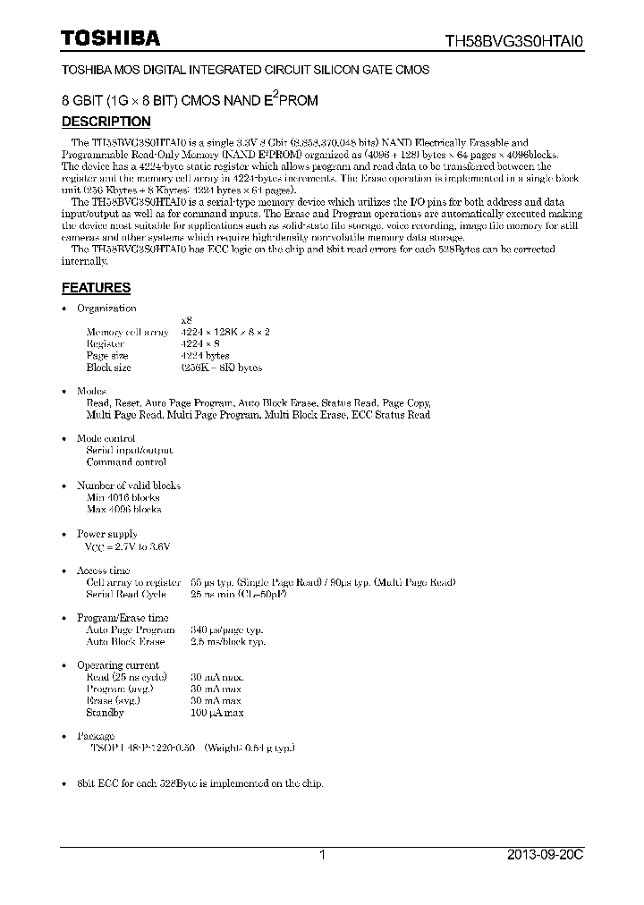 TH58BVG3S0HTAI0_8287383.PDF Datasheet